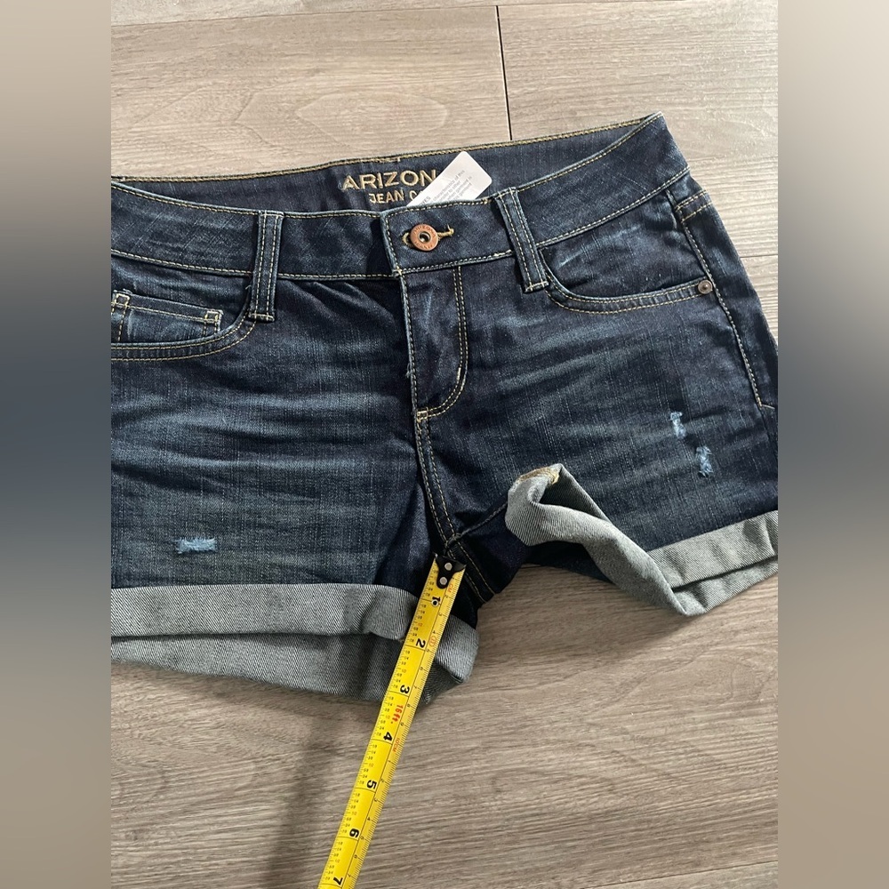 Arizona Jean Company Dark Denim Shorts Juniors 3 - Picture 6 of 6